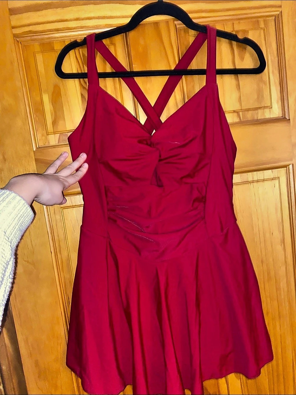 Red Mini Dress/ swimsuit with attached shorts Size XXL Like New